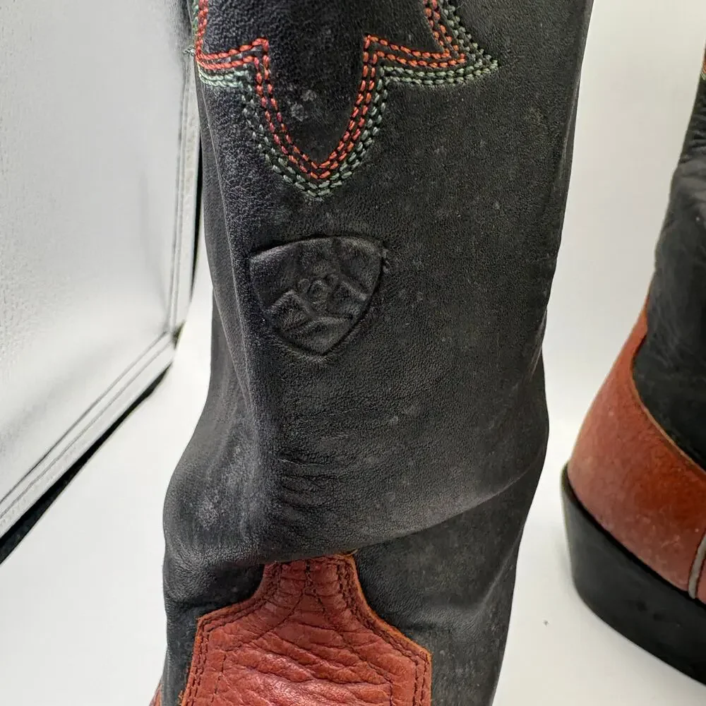 ARIAT Heritage 2-Tone Brown Black Leather Cowboy Western Boots 34693 13 EE Wide
